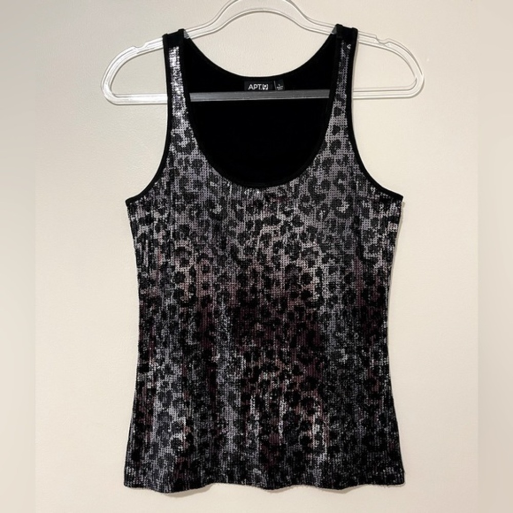 APT.9- Women’s Sequin Cheetah Print Racer Back Tank- Large